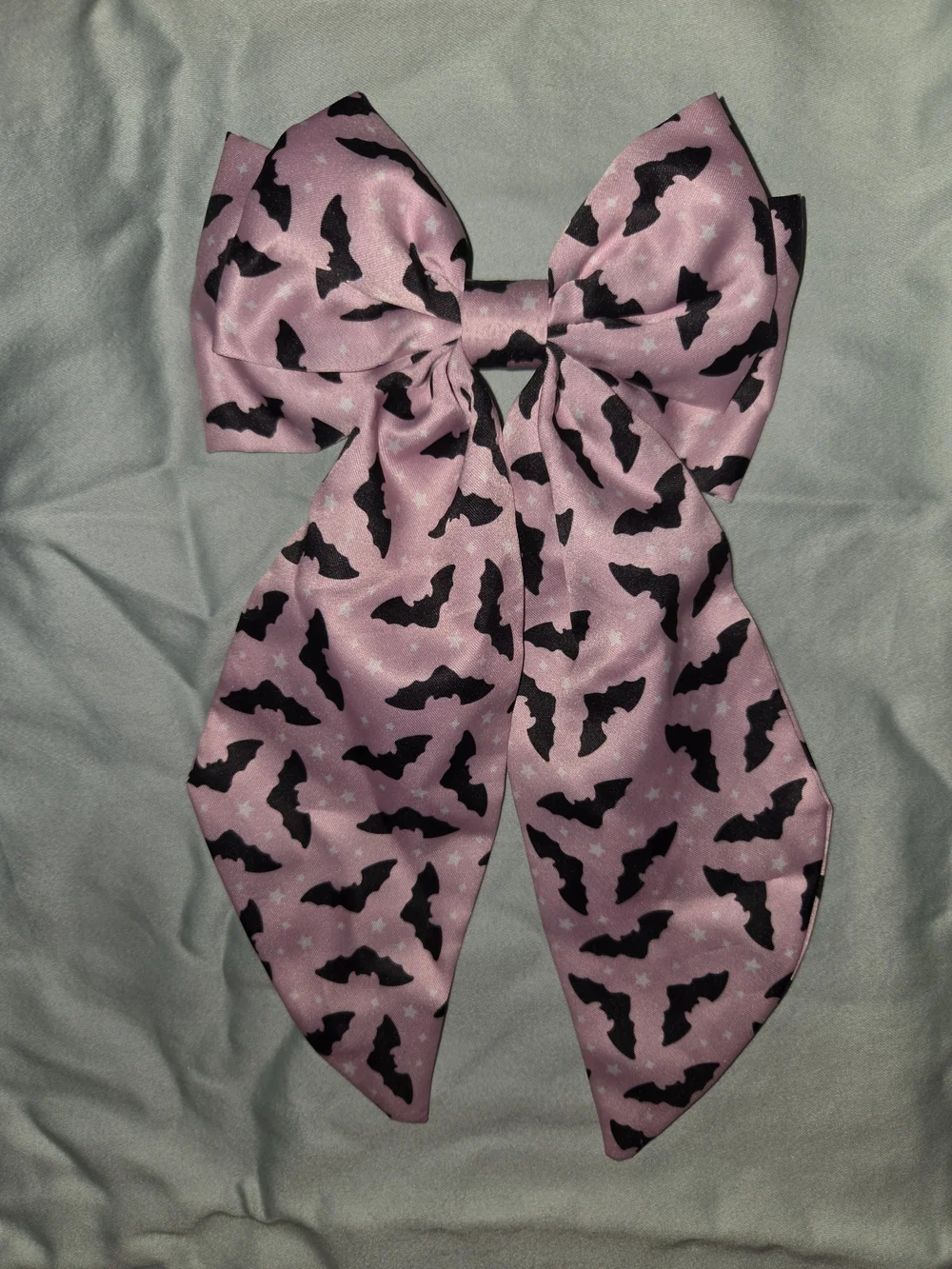 Wednesday Inspired Pink Bat Print Bow Hair Accessory